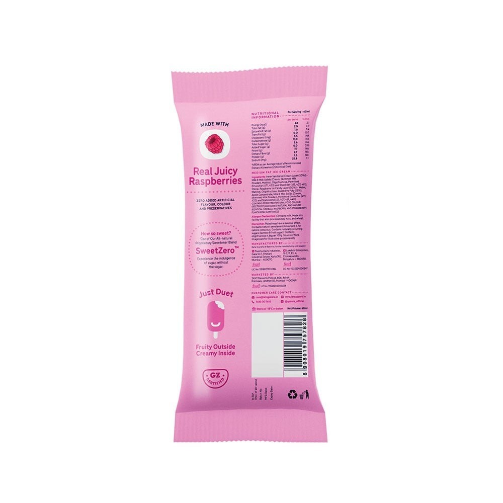 Go Zero Raspberry Duet Guilt Free Ice Cream Stick