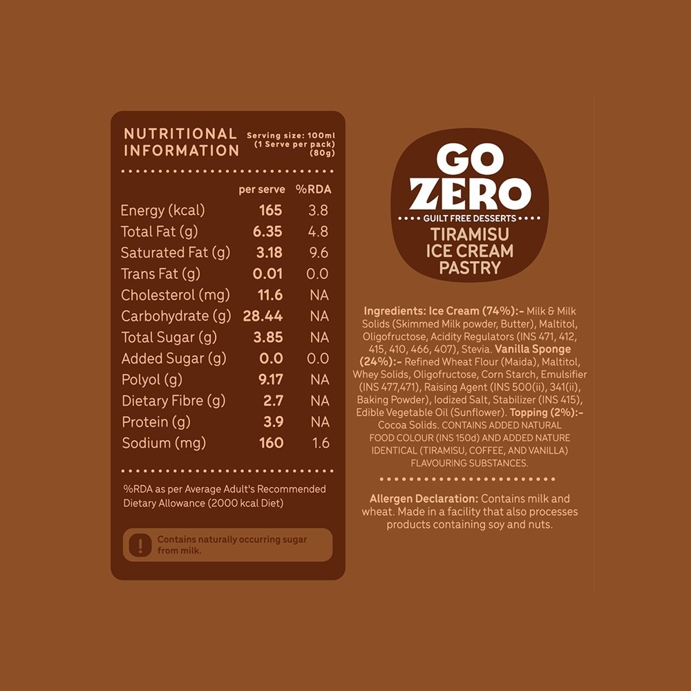 Go Zero Tiramisu Ice Cream Pastry