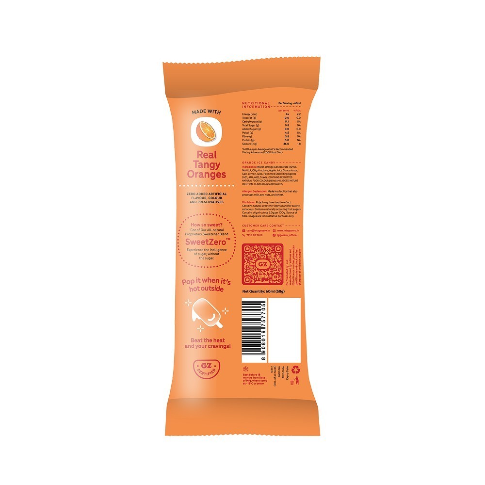 Go Zero Valencia Orange Guilt Free Fruit Ice Cream Popsicle