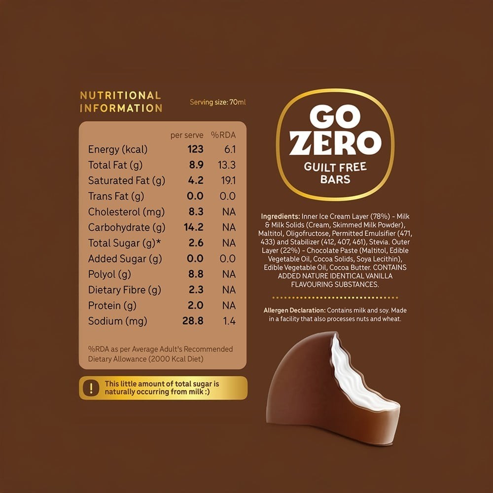 Go Zero Vanilla Chocobar Guilt Free Ice Cream Stick