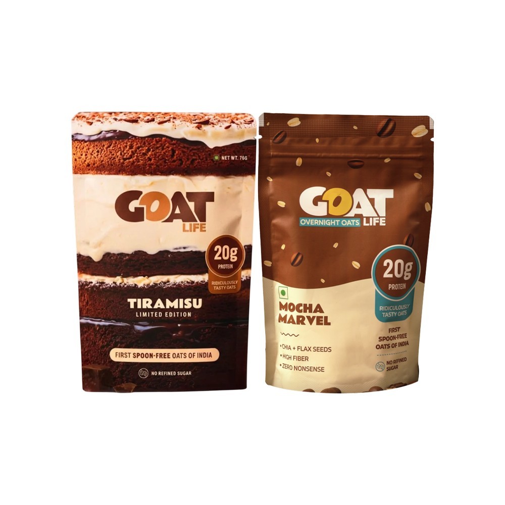 GOAT Life High Protein Overnight Instant Oats Mocha Marvel +  Tiramisu High Protein Overnight / Instant Oats Combo