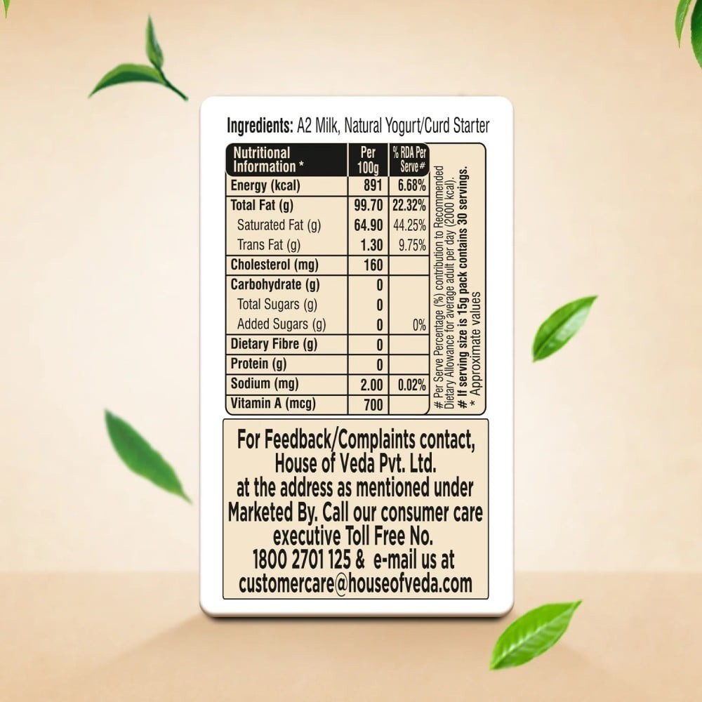 House of Veda Desi Gir A2 Cow Ghee (Bilona Churned)