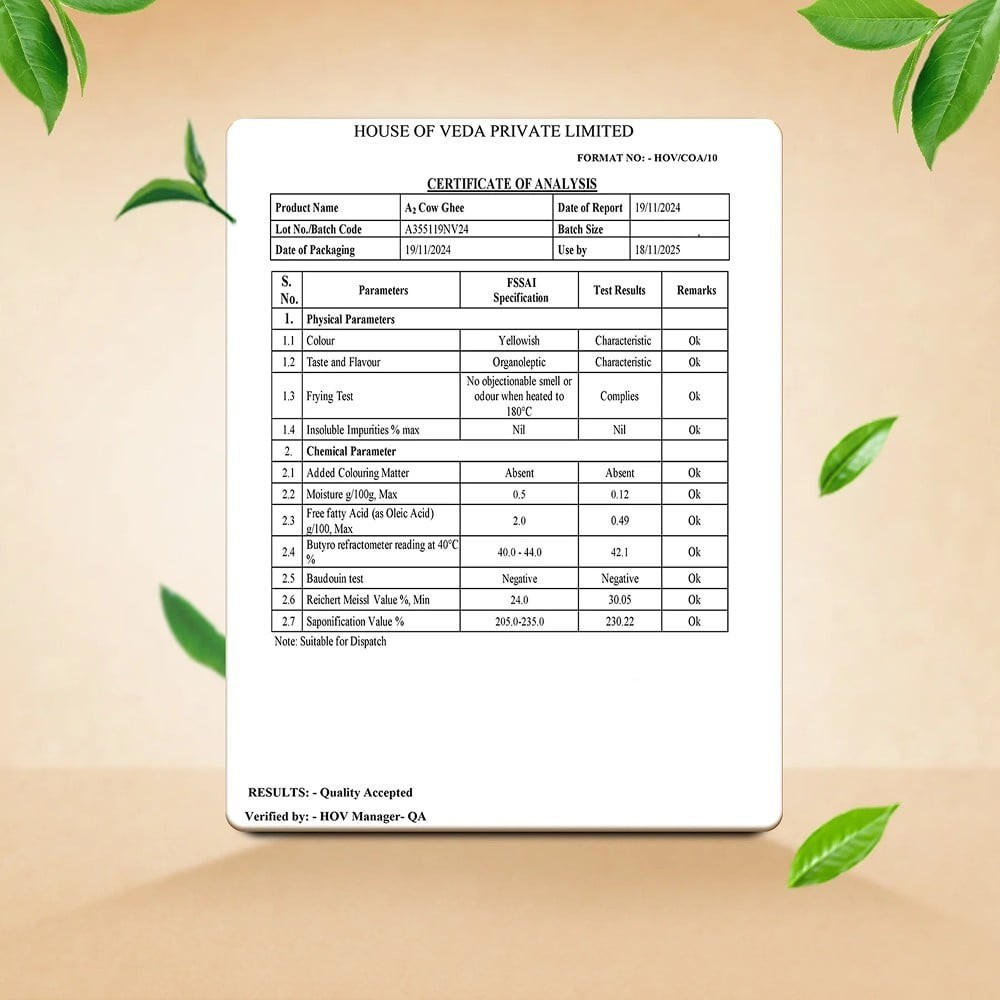 House of Veda Desi Gir A2 Cow Ghee (Bilona Churned)