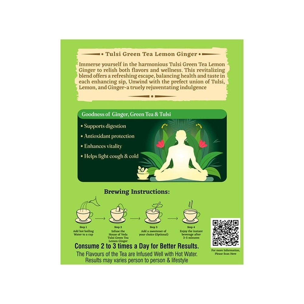House of Veda Lemon Ginger Green Tea Bags