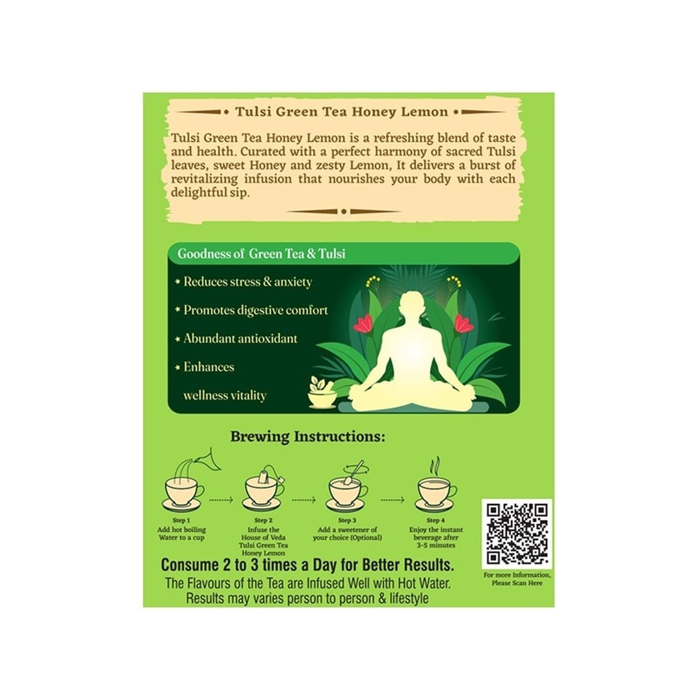 House of Veda Sanjeevini Tulsi Honey Lemon Green Tea Bags