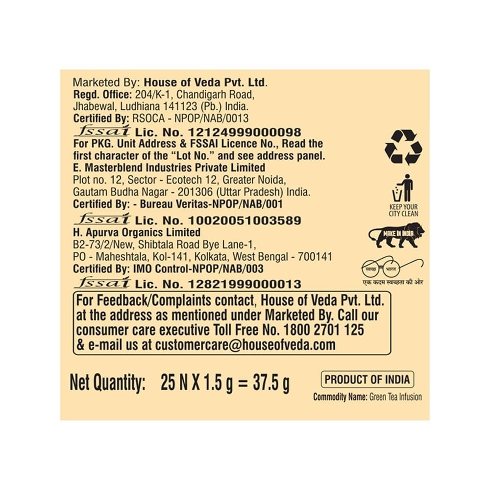 House of Veda Svastham Tulsi Green Tea Bags