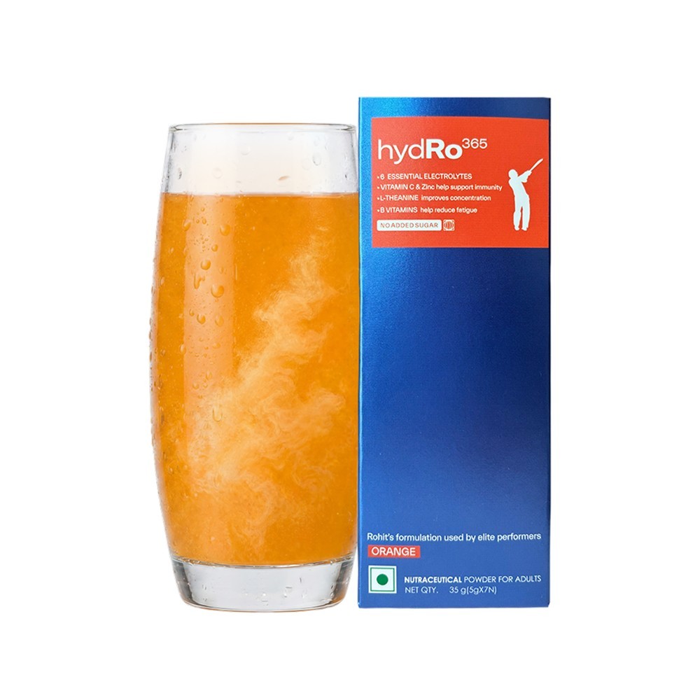 hydRo 365 by Rohit Sharma Hydration Electrolyte Drink Mix (Orange)
