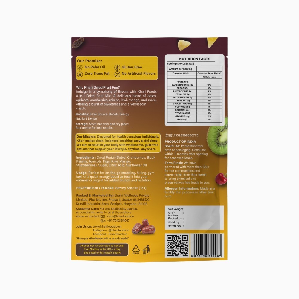 Khari Foods Premium Dried Fruit Trail Mix