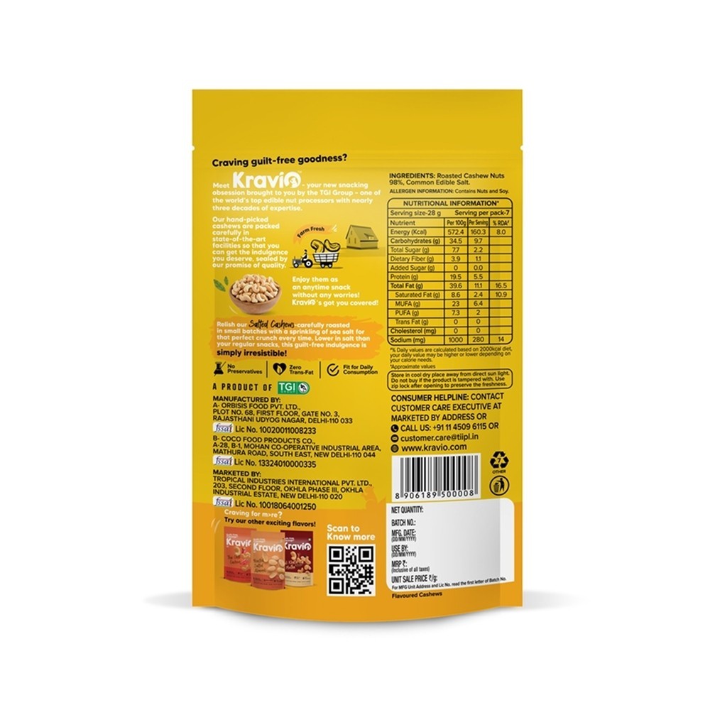 Kravio Salted Cashew /Kaju