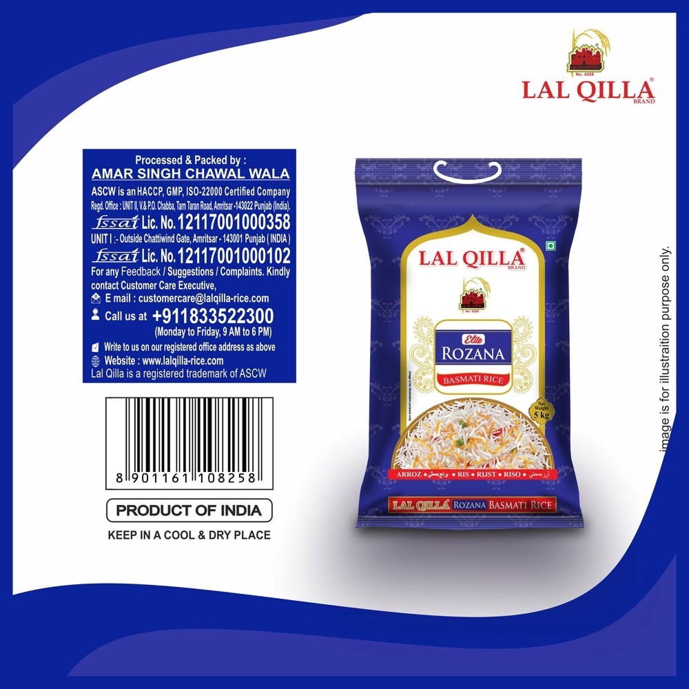 Lal Qilla Rozana Basmati Rice (Medium Grain) (Basmati Chawal)