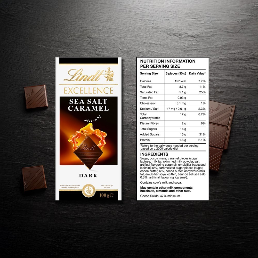Lindt Excellence Caramel Sea Salt Dark Chocolate Bar