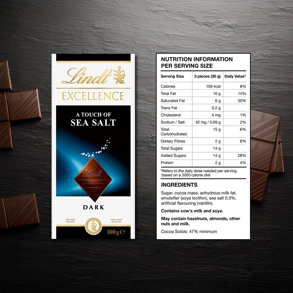 Lindt Excellence Sea Salt Dark Chocolate Bar