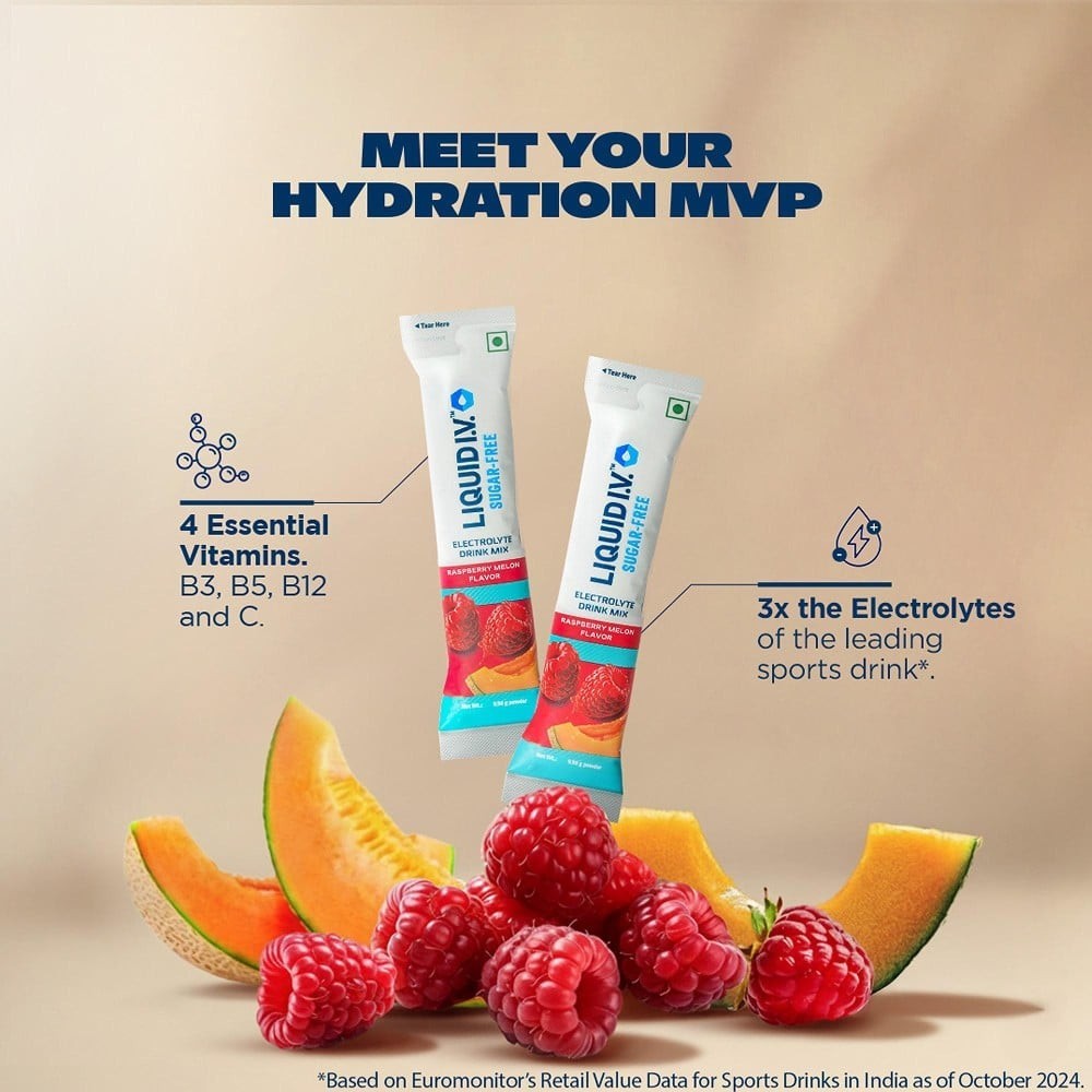 Liquid IV Sugar Free Raspberry Melon Electrolyte Drink Mix