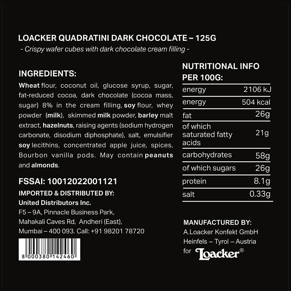 Loacker Quadratini Dark Chocolate Wafers