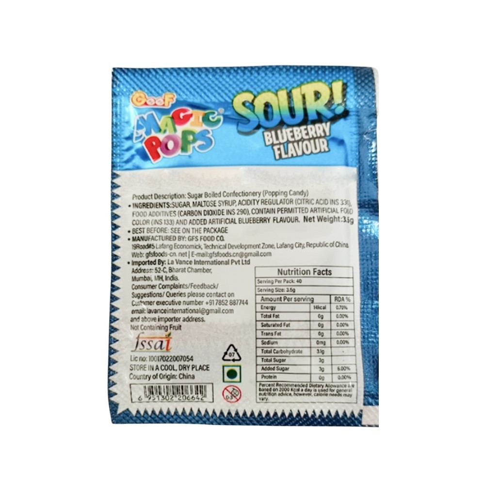Magic Pops Sour Blueberry Popping Candy