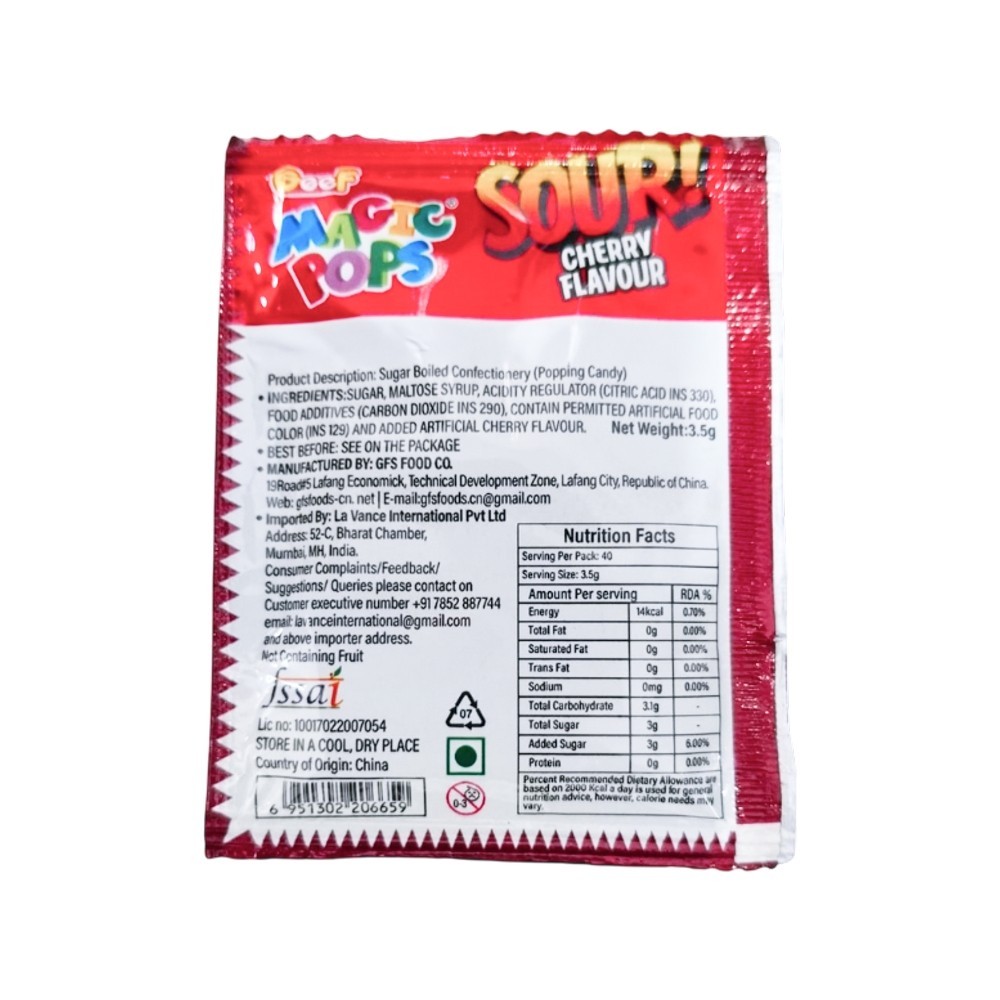 Magic Pops Sour Cherry Flavour Popping Candy