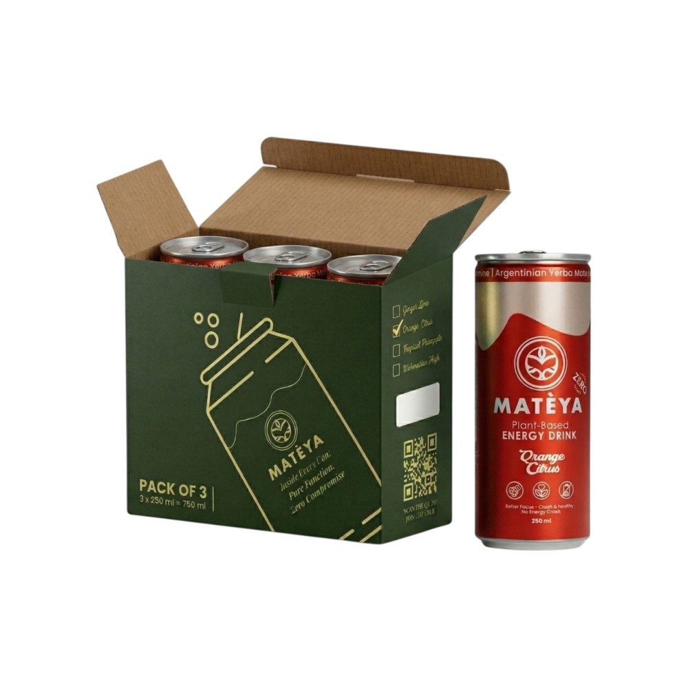 Mateya Orange Citrus Zero Sugar Plant-Based Energy Drink