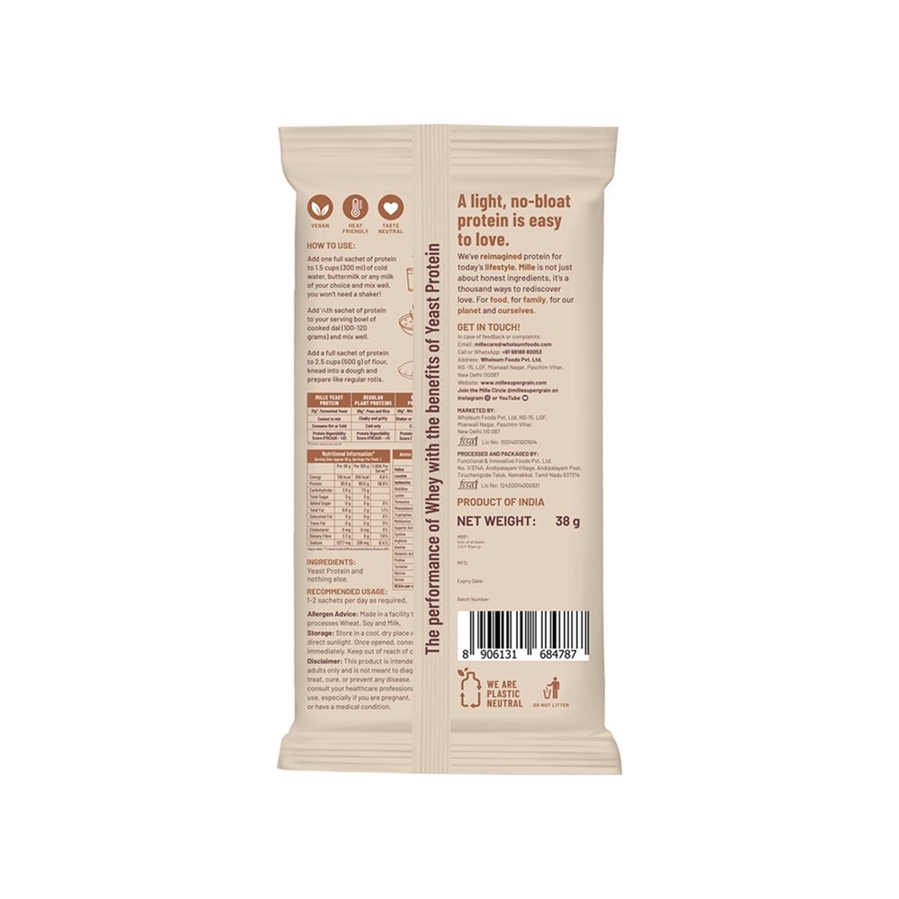 Mille Yeast Protein Assorted Pack (Coffee, Unflavoured & Dark Chocolate)