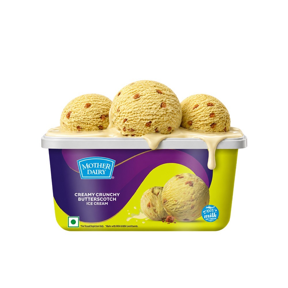 Mother Dairy Creamy Crunchy Butterscotch Ice Cream Tub