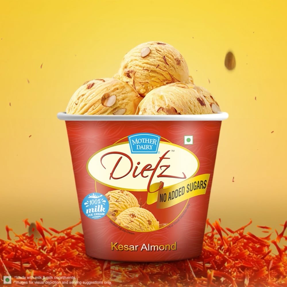 Mother Dairy Dietz Kesar Almond Ice Cream Tub