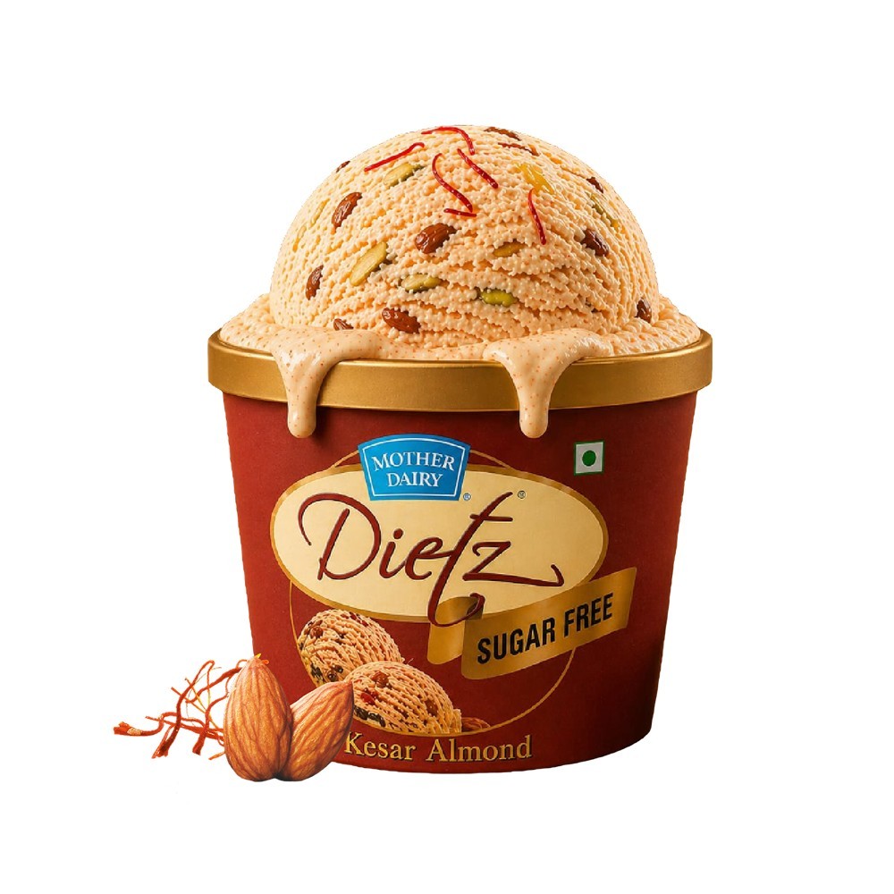 Mother Dairy Dietz Kesar Almond Ice Cream Tub