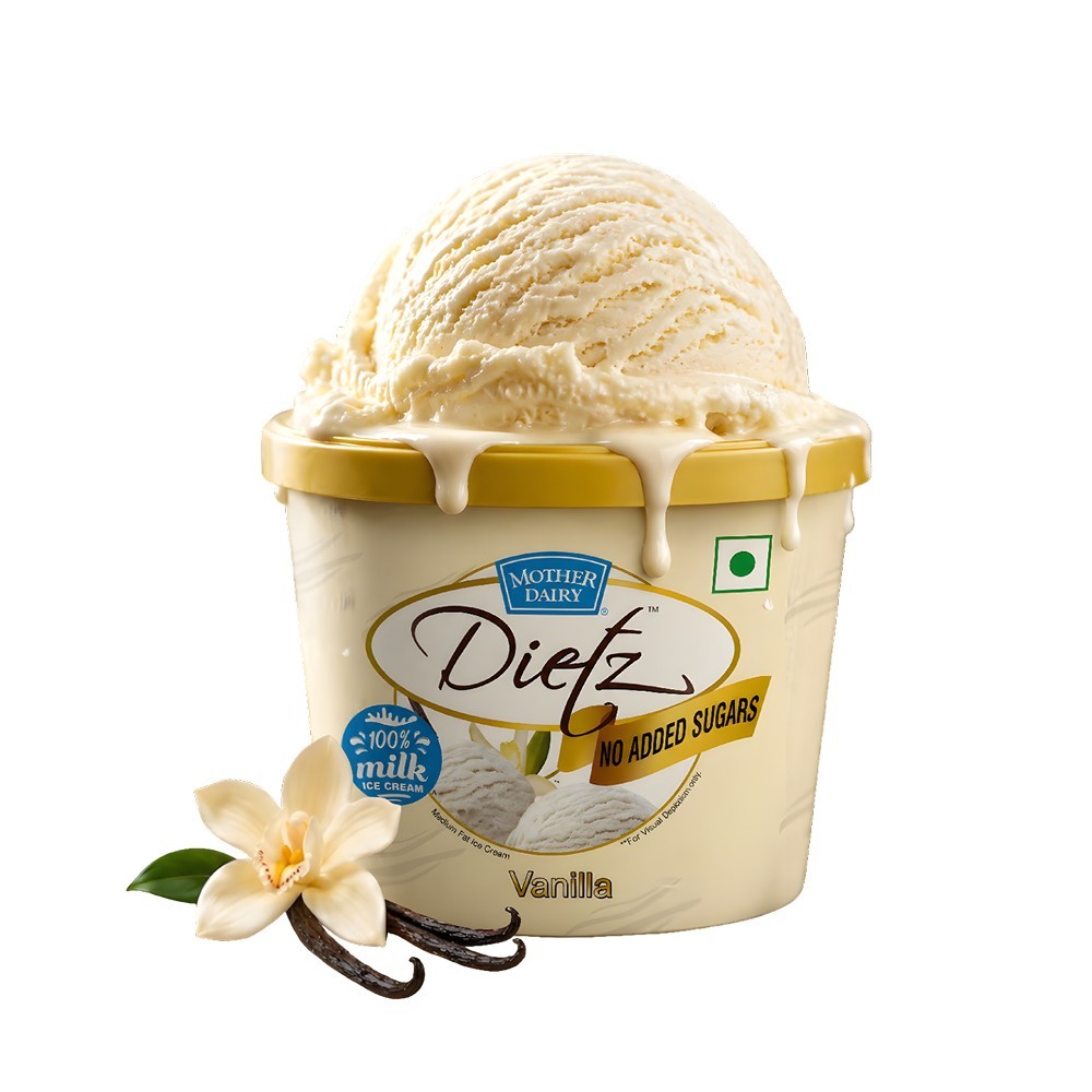 Mother Dairy Dietz No Added Sugar Vanilla Ice Cream Tub