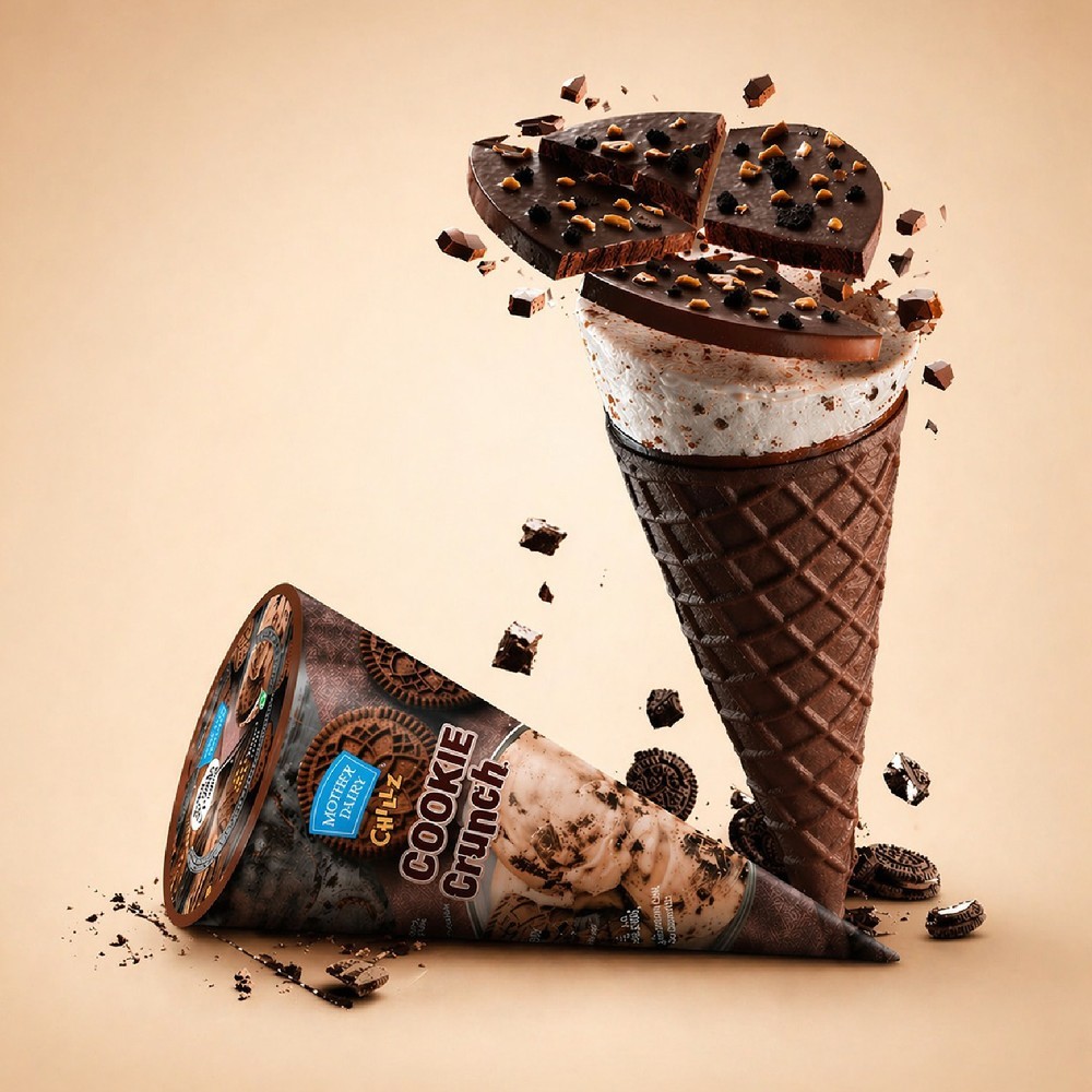 Mother Dairy Disk Cookie Crunch Ice Cream Cone