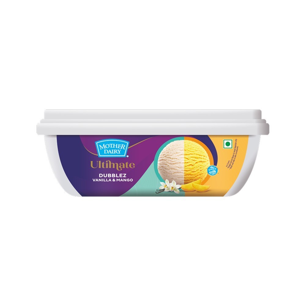 Mother Dairy Dubblez Vanilla & Mango Ice Cream Tub
