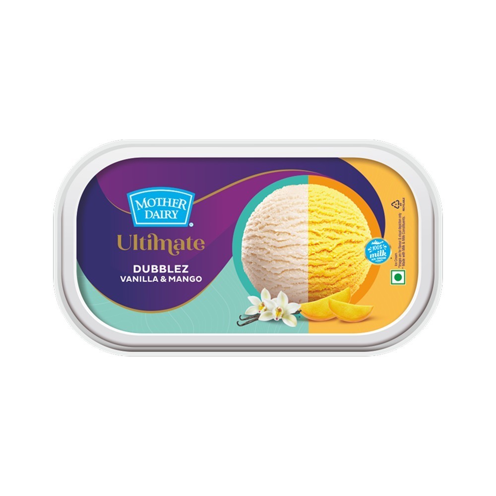 Mother Dairy Dubblez Vanilla & Mango Ice Cream Tub