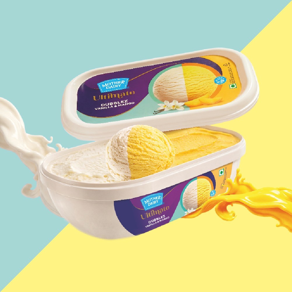 Mother Dairy Dubblez Vanilla & Mango Ice Cream Tub