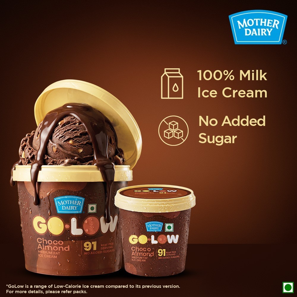 Mother Dairy Go-Low Choco Almond Ice Cream Tub