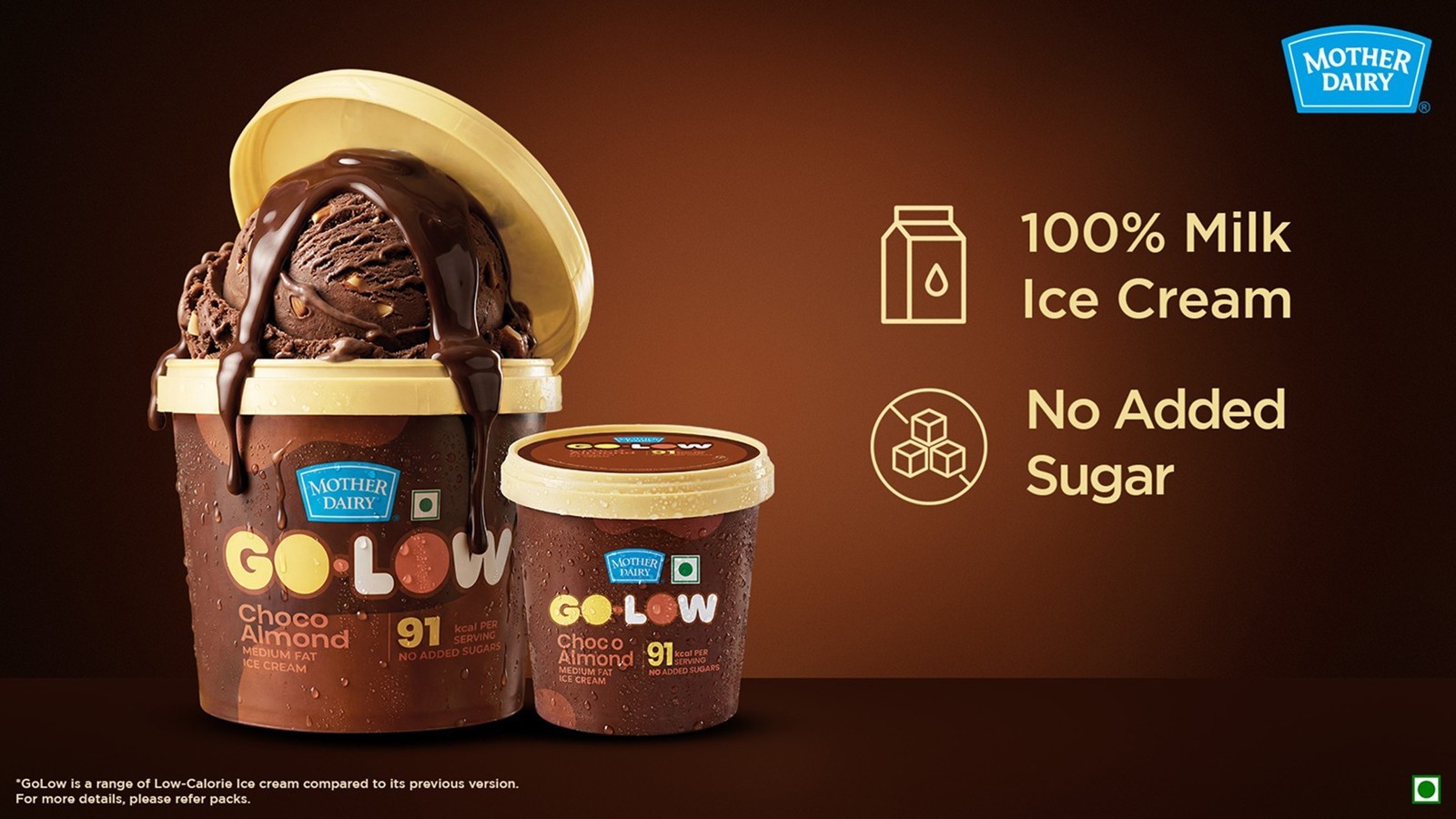 Mother Dairy Go-Low Choco Almond Ice Cream Tub