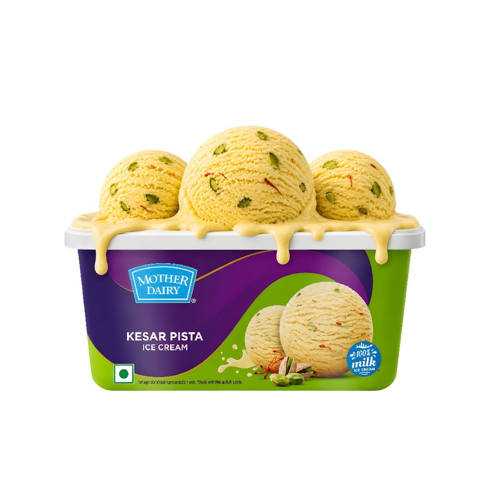 Mother Dairy Kesar Pista Ice Cream Tub