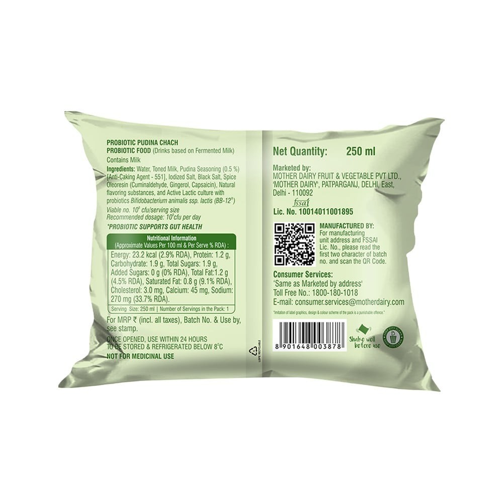 Mother Dairy Probiotic Pudina Chaach / Buttermilk