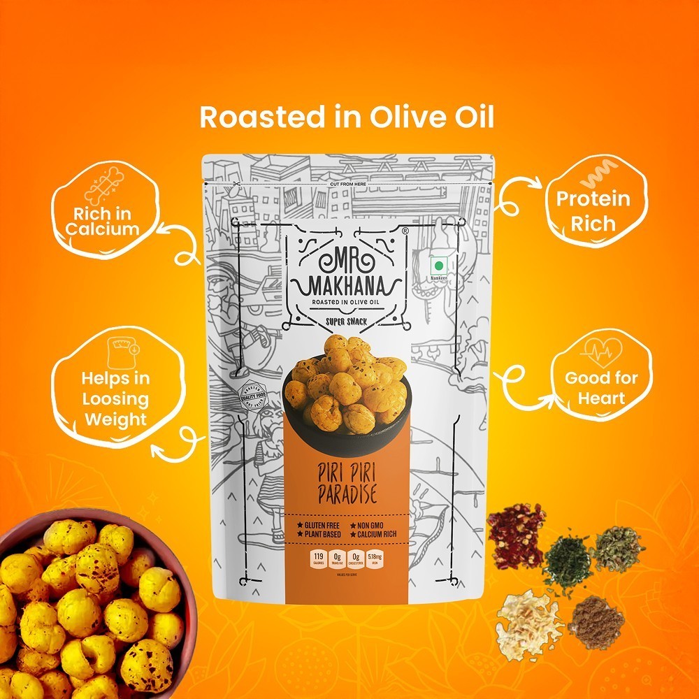 Mr. Makhana Piri Piri Paradise Flavoured Makhana (Standee Pouch)