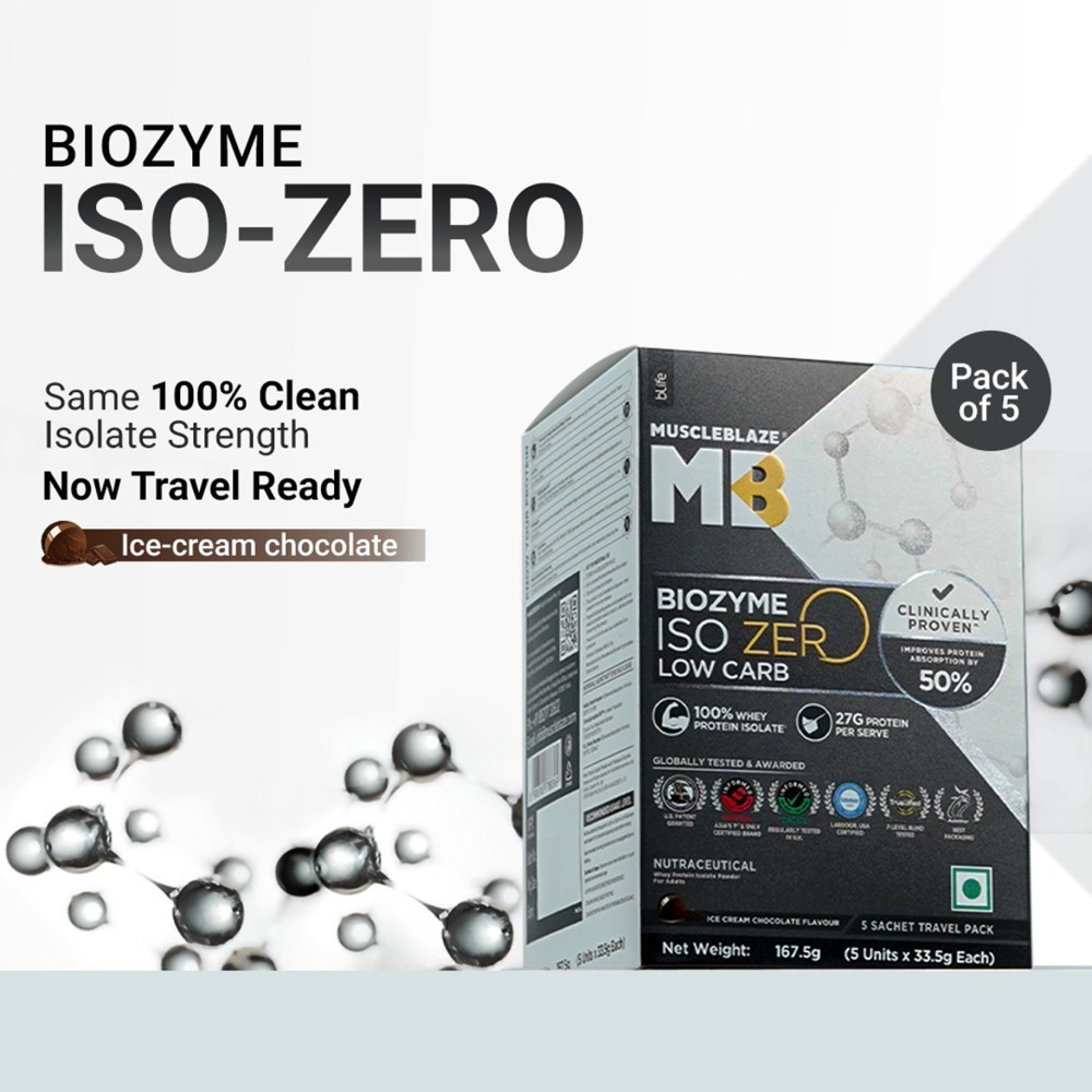 MuscleBlaze Biozyme Iso-Zero Isolate Whey Protein (Ice Cream Chocolate)