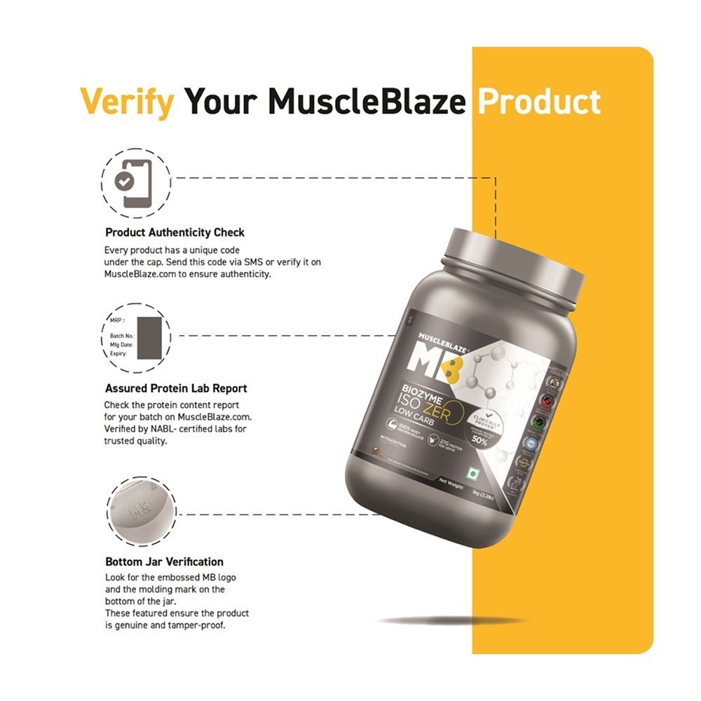 MuscleBlaze Biozyme Iso-Zero Whey Isolate Protein Powder(Ice Cream Chocolate)