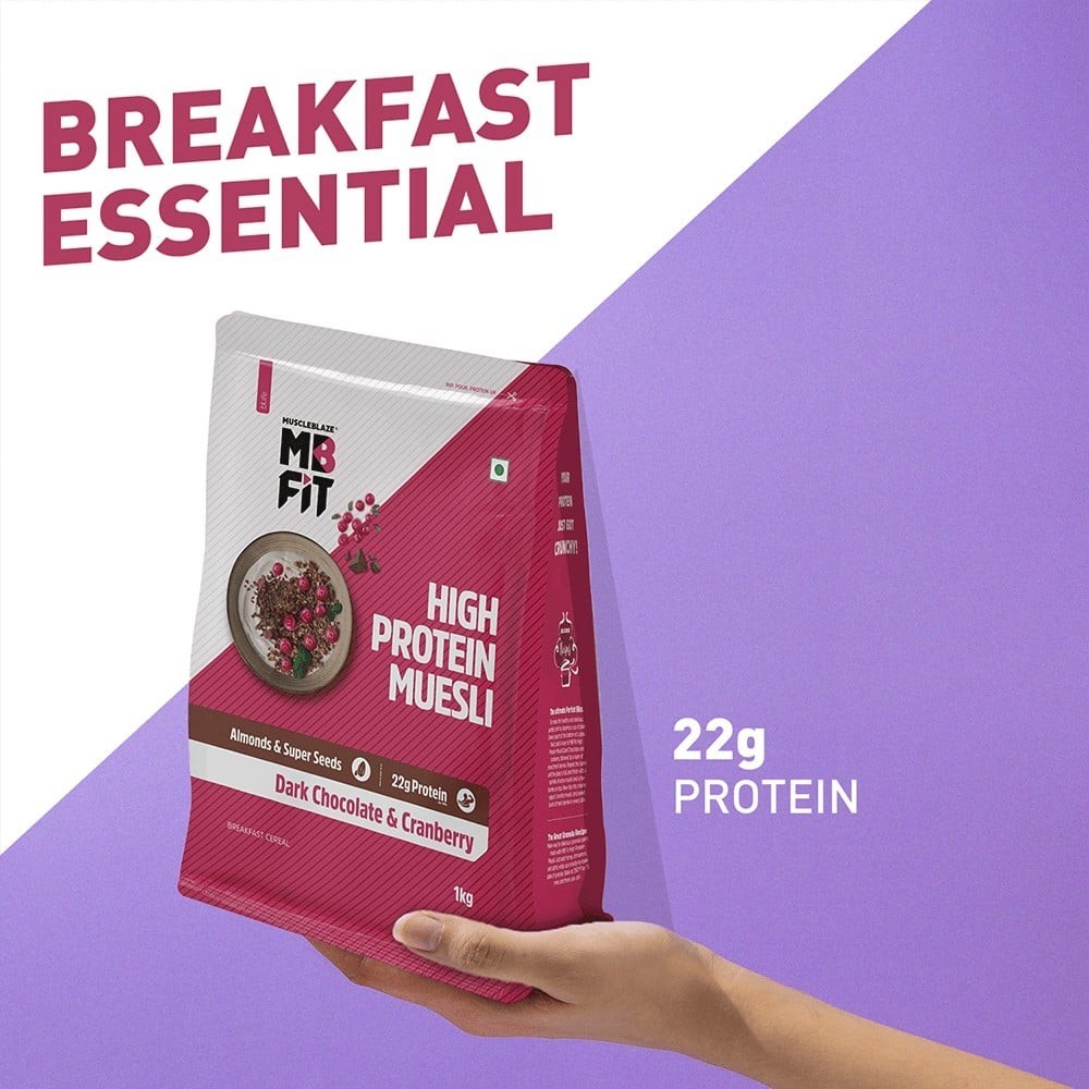 MuscleBlaze High Protein Muesli (Dark Chocolate & Cranberry)