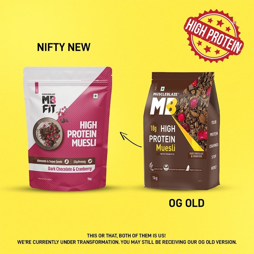 MuscleBlaze High Protein Muesli (Dark Chocolate & Cranberry)