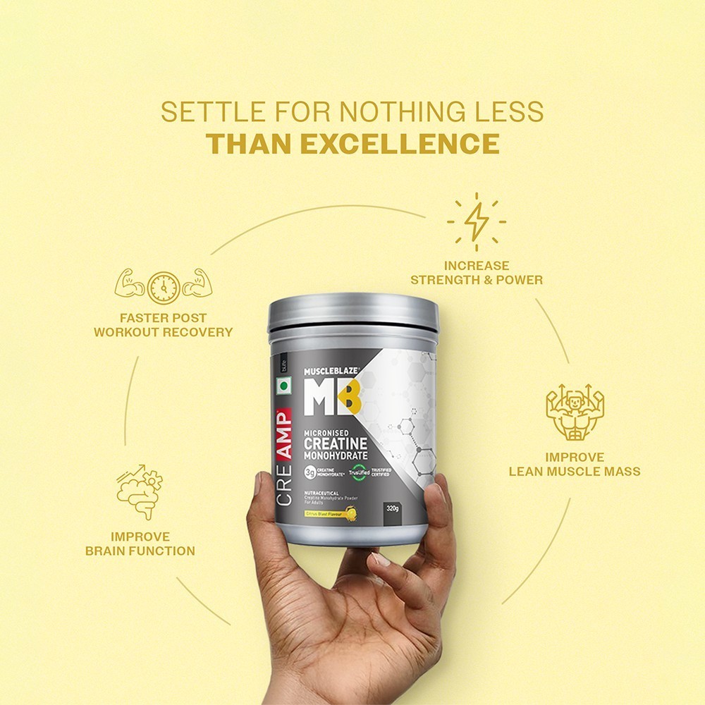 MuscleBlaze Micronised Creatine Monohydrate CreAMP Powder (Citrus Blast)