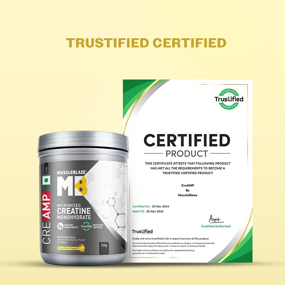 MuscleBlaze Micronised Creatine Monohydrate CreAMP Powder (Citrus Blast)