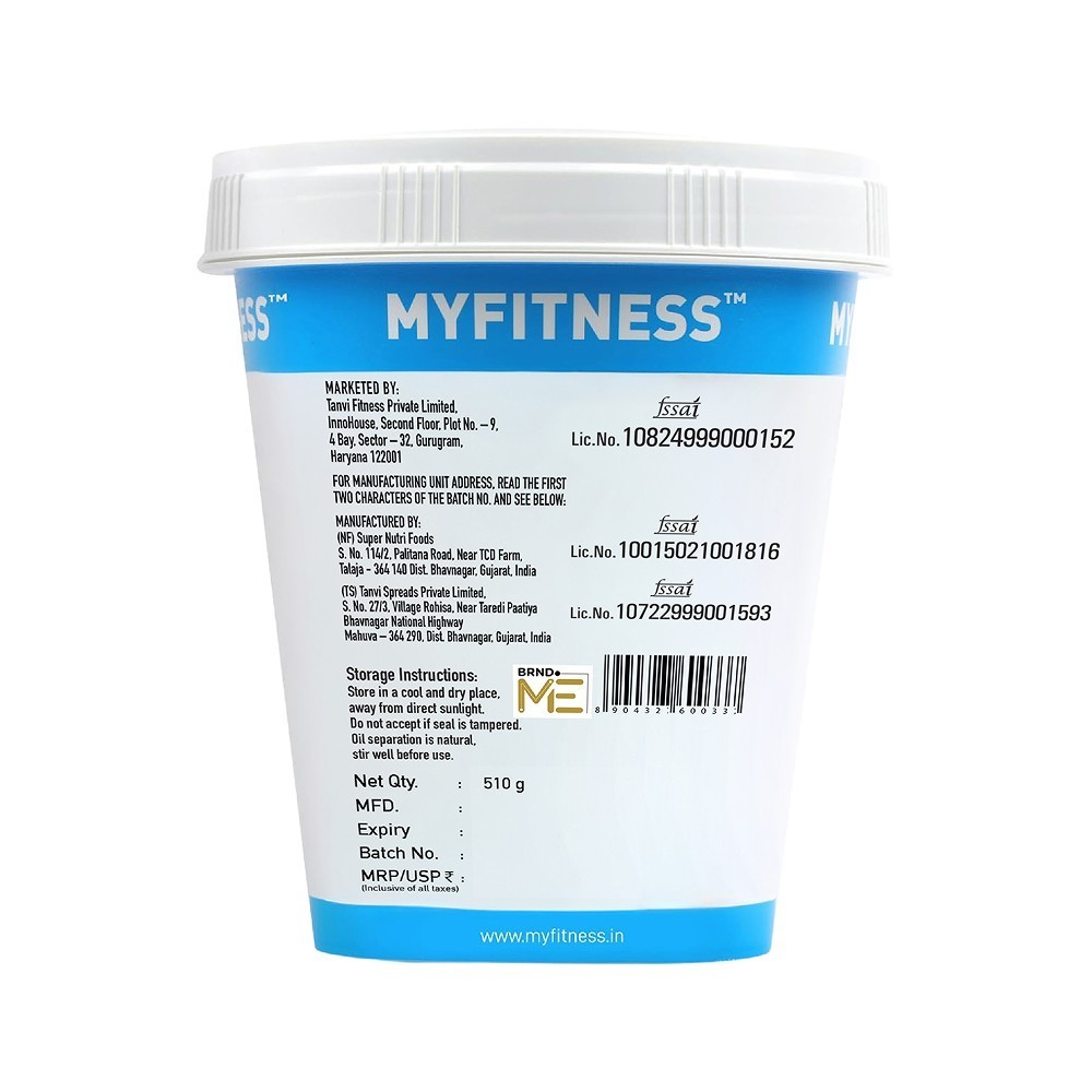 MyFitness All Natural Peanut Butter Crunchy Spread (Unsweetened)