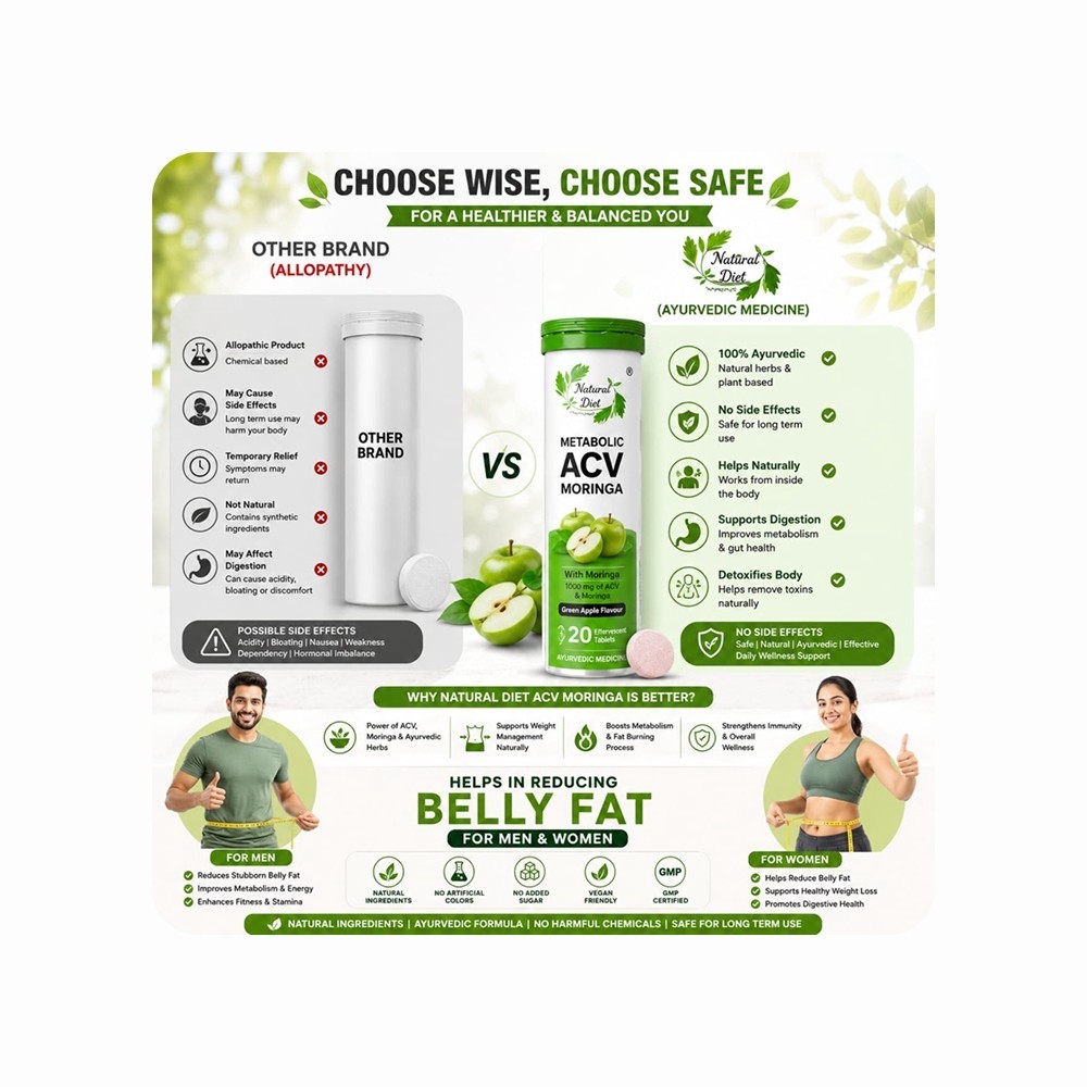 Natural Diet Apple Cider Vinegar with Moringa Effervescent Tablets