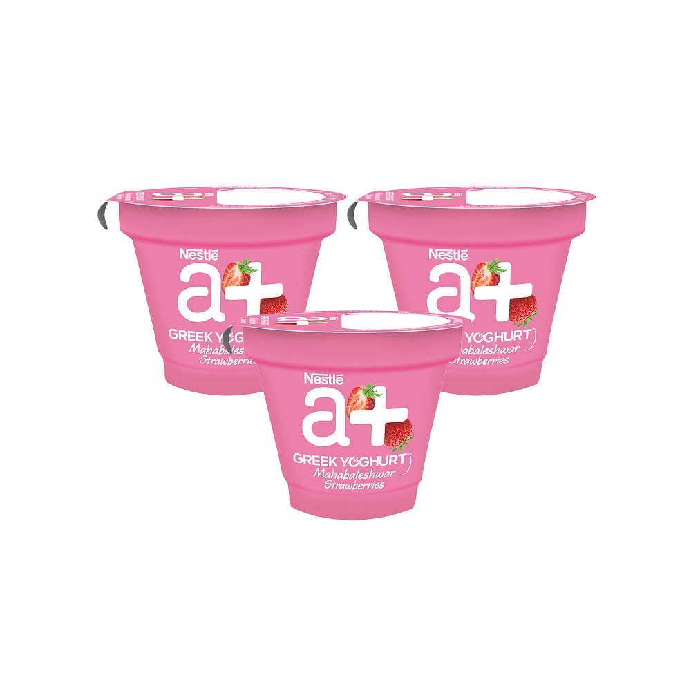 Nestle a+ Strawberry Flavoured Greek Yogurt - Pack of 3