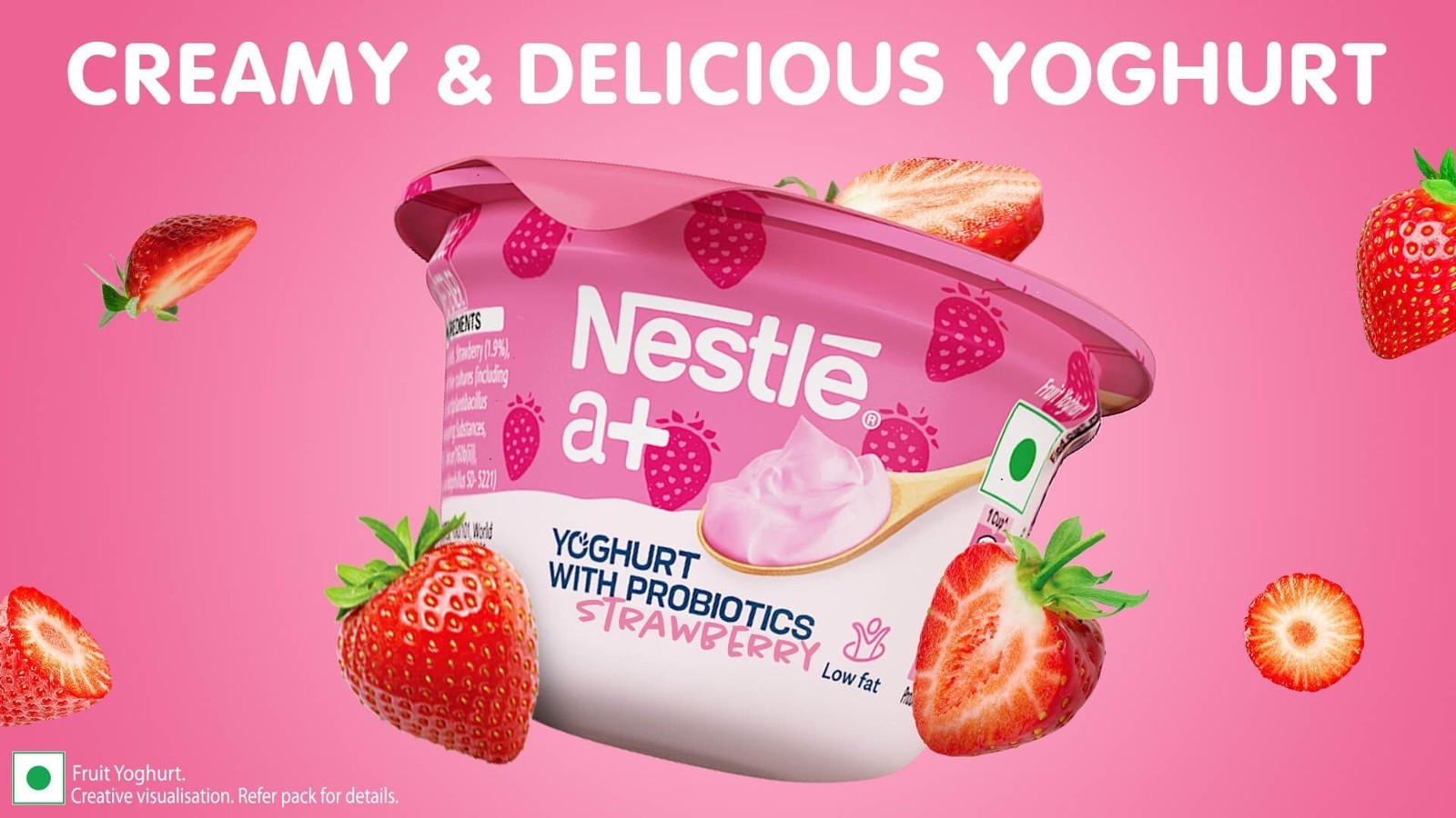Nestle a+ Strawberry Flavoured Yogurt with Probiotics