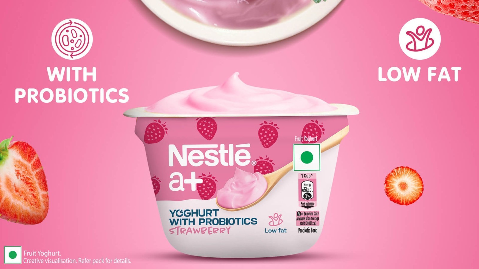 Nestle a+ Strawberry Flavoured Yogurt with Probiotics