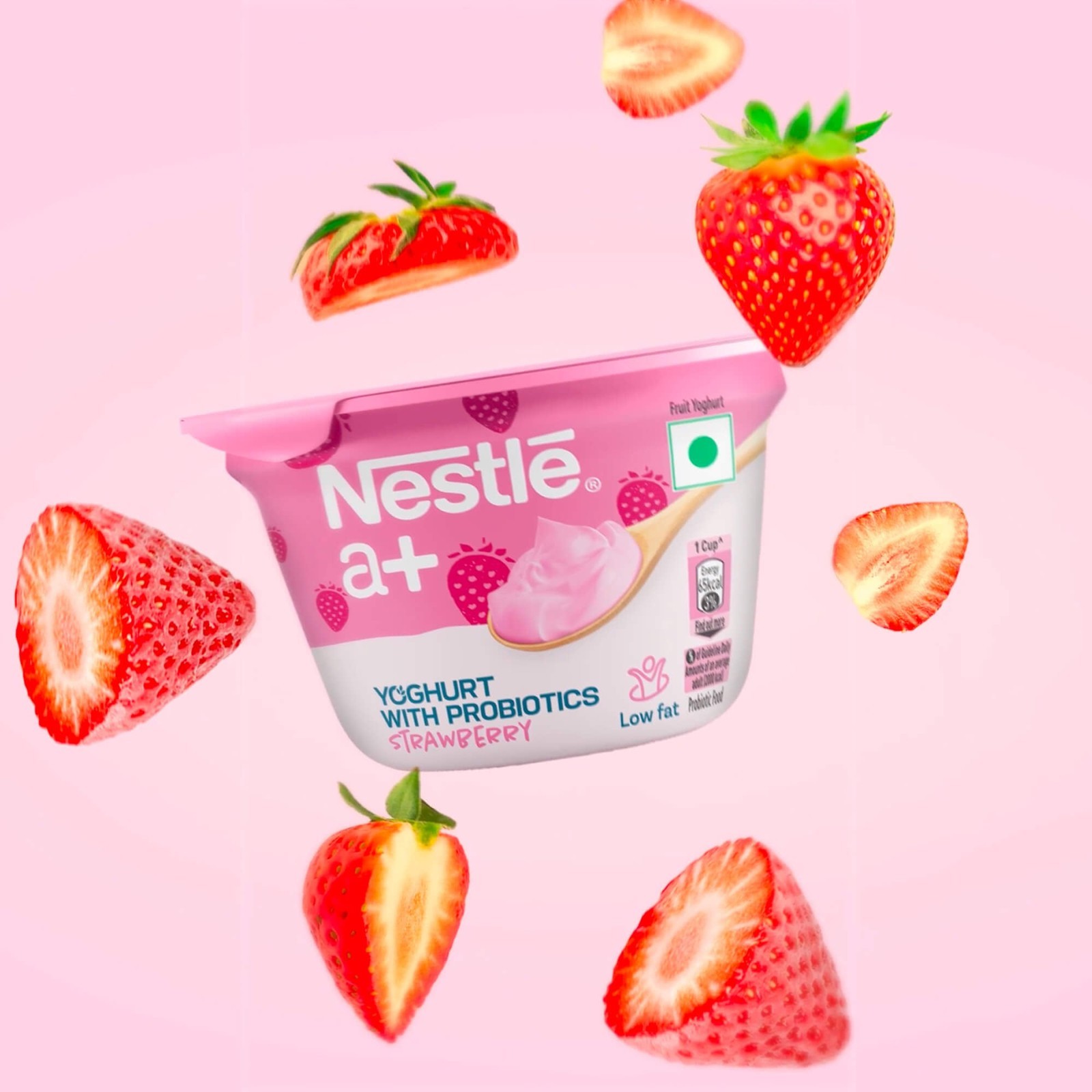Nestle a+ Strawberry Flavoured Yogurt with Probiotics