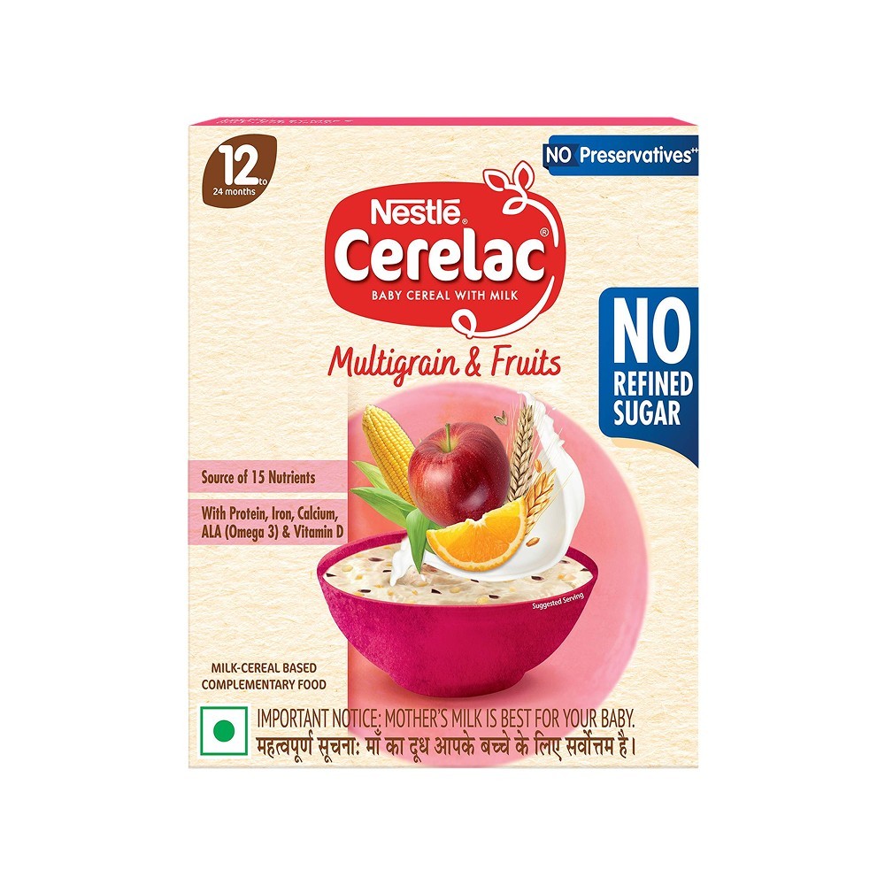 Nestle Cerelac Multigrain & Fruits Baby Cereal (No Refined Sugar, 12 - 24 Months)