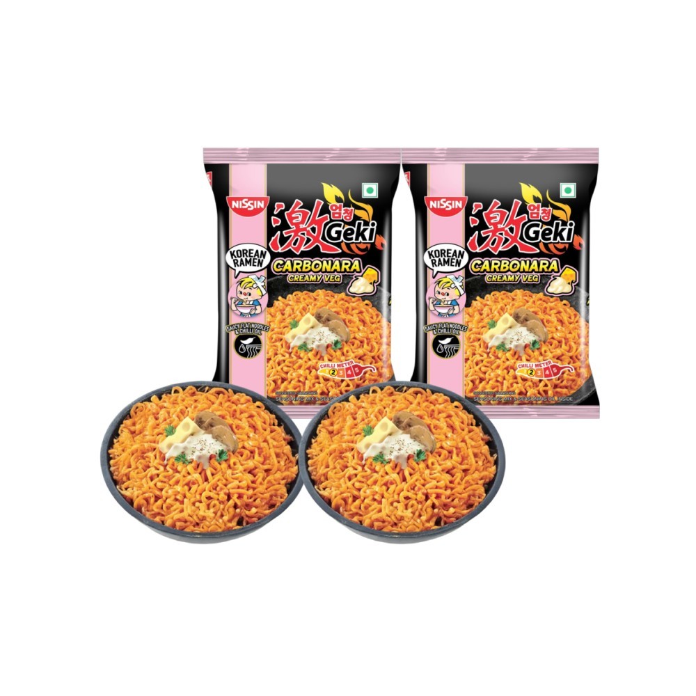 Nissin Geki Carbonara Creamy Veg Korean Ramen Flavoured Instant Noodles