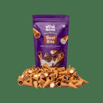 Nova Nova Best Bite Chocolate Filled Waffle Cones -Belgian, Dark & White Chocolate